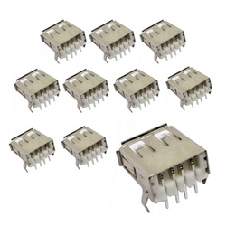 USB 2.0AF female socket 90° 14.0mm - 10 pcs -THT