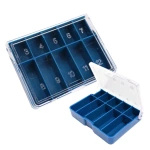 Organizer 10 compartments - blue - 59x47x15mm - Plastic box - lockable container