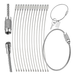 Silver Steel Key Rope 15cm Twisted Key Ring - Pendants 15 pieces