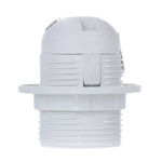 E27 socket with thread and flange - white - Plastic socket