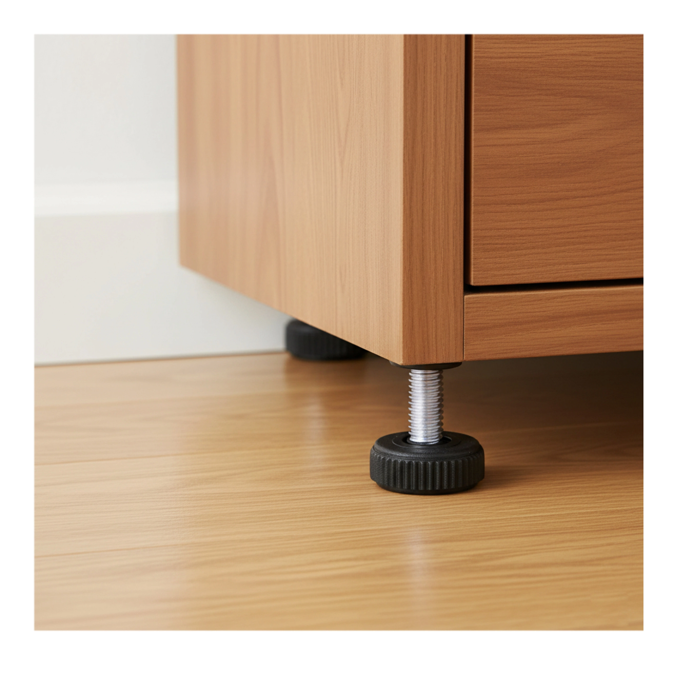 Stopka regulowana do mebli - M6 20x14mm - czarna - noga meblowa z podkładką