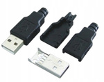 USB plug with shield - type A - cable-mounted - male