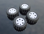 Wheel 47x17mm - for DIY robots and vehicles - black studded tire and white rim