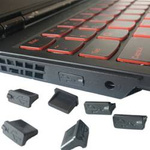 Silicone USB network port cap - black - network port cap