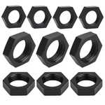 Hexagonal Plastic Nut M10x1.0 Black Set of 10 Pieces