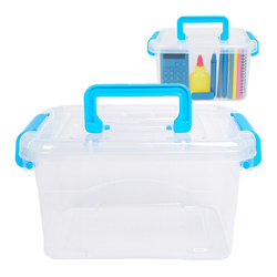 Storage box with handle 18,5x13x9,7cm - transparent - plastic - organizer