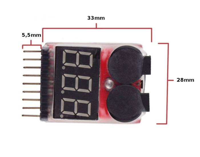 Alarm Buzzer LiPo - lipo alarm 8s - miernik napięcia cel z alarmem