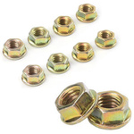 Hex nut with flange - M4 - 10pcs - yellow galvanized - metric