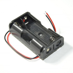 Koszyk na baterie 2xAA (R6 1.5V) - koszyczek kostka z przewodami