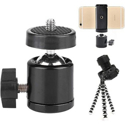 Mini głowica kulowa 360 - obrotowa - na śrubę 1/4 cala z otworem 3/8 cala.