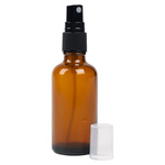 Dark Glass Bottle with Black Atomizer - 50 ml - Brown Glass
