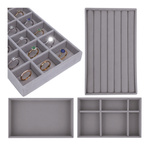 Set of 4 Jewelry Trays Rectangular Organizer For Drawer Gray