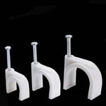 Cable holder with 6mm nail - 100 pieces - white - cable holder