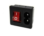 AC IEC male power receptacle - figure-eight - for snap-on housing with switch.