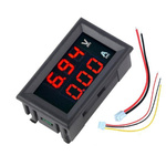Voltmeter and ammeter 0-100V - 100A - 0.28' Red/Blue - in case