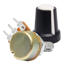 Zestaw - 10x Potencjometr Jednoobrotowy Liniowy 1K L=15mm + 10x Gałka na Oś 6mm