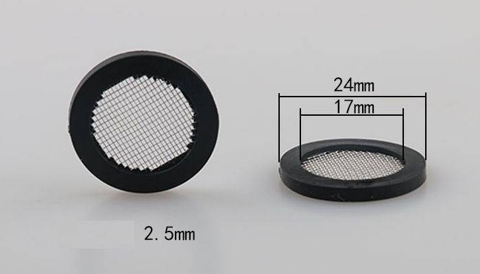 Zdjęcie uszczelki gumowej z filtrem płaskim 24mm - widok na gumową uszczelkę