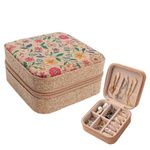 Jewelry Casket Cork Organizer Case In Flowers Travel Chest