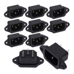 AC Power Socket Male IEC C14 Trapezoidal Screwed to Housing 10 pieces