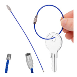 Keychain Cable - Blue - Pendant - Twisted Steel Keychain - 15cm
