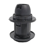 E14 socket with adjustable flange - black - Plastic socket