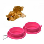 Folding cat dog bowl - double 300 ml - pink - travel