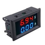 Voltmeter and ammeter 0-100V - 50A - 0.28' Red/Blue - in case