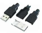 USB plug with shield - type A - cable-mounted - male
