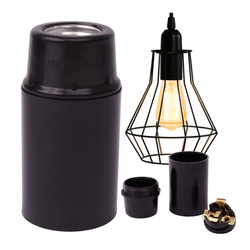 E14 Bakelite socket - black - Plastic socket