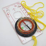 Cartographic compass with ruler - portable compass - plate compass with magnifier.