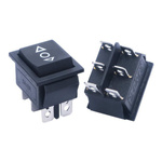 Key switch KCD4 - momentary - 15A/250V - double - (ON)-OFF-(ON) - black