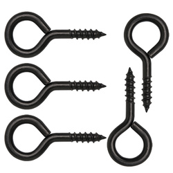 Self-Tapping Screw-in Eye Hook 5cm Black 5pcs Ceiling Hanger