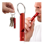 Whistle Key Ring - Aluminum Loud - red - Survival