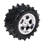 53x27mm platy wheel - for DIY robots and vehicles - black studded tire and silver rim