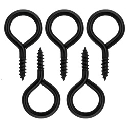 Self-Tapping Screw-in Eye Hook 4cm Black 5pcs Ceiling Hanger