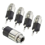 Headphone jack socket 3.5mm screw-on silver PJ-392 5 pcs