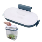 Hanging trash bag holder - blue and white - Recycling cabinet door basket