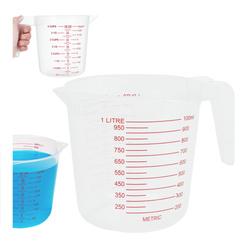 Miarka Gospodarcza - 1000ml - Z podziałką - Mocna Plastikowa - Przezroczysta