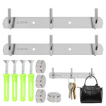 Wall Hanger 3 Hooks Stainless Steel Slat with Hooks 2pcs