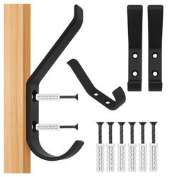 Wall Hanger Single Hook 96x15mm Black Holder With Screws 4pcs