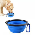 Collapsible 350 ml cat dog bowl - blue - travel