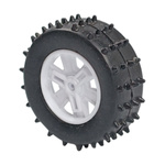 Wheel 47x17mm - for DIY robots and vehicles - black studded tire and white rim