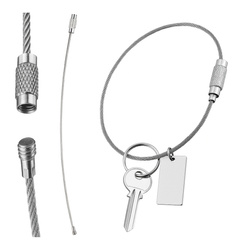 Keychain - Silver - Pendant - Twisted Steel Keychain - 15cm