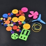 A set of 55 plastic parts and gears for building DIY robots and vehicles.
