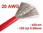 Silicone tinned copper cable 20AWG - 100 conductors - 0.5mm2 - red - flexible