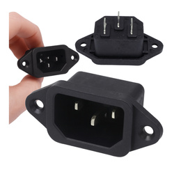 AC IEC receptacle - male - trapezoidal - screwed to housing
