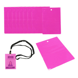 Badge Pass Holder Card Cover Fluo Pink 10pcs