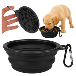 Collapsible 350 ml dog-cat bowl - black with tabs - touristy