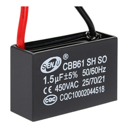 Kondensator rozruchowy CBB61 1.5uF 400VAC do silników - z przewodami