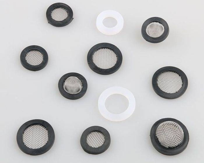Zdjęcie uszczelki gumowej z filtrem płaskim 24mm - widok od góry